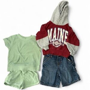 Toddler boy 2t clothes bundle H&M Cat and Jack hoodie denim shorts cotton